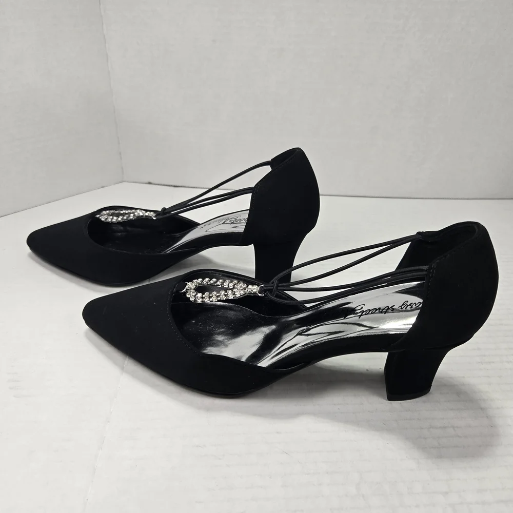 Easy Street Alive 5 Moonlight Heels Rhinestone Accents Women's Size 7 Extra Wide